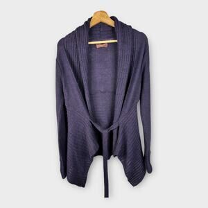 Berretti Womens size Medium Belted Open Cardigan Made in Italy Mohair Wool